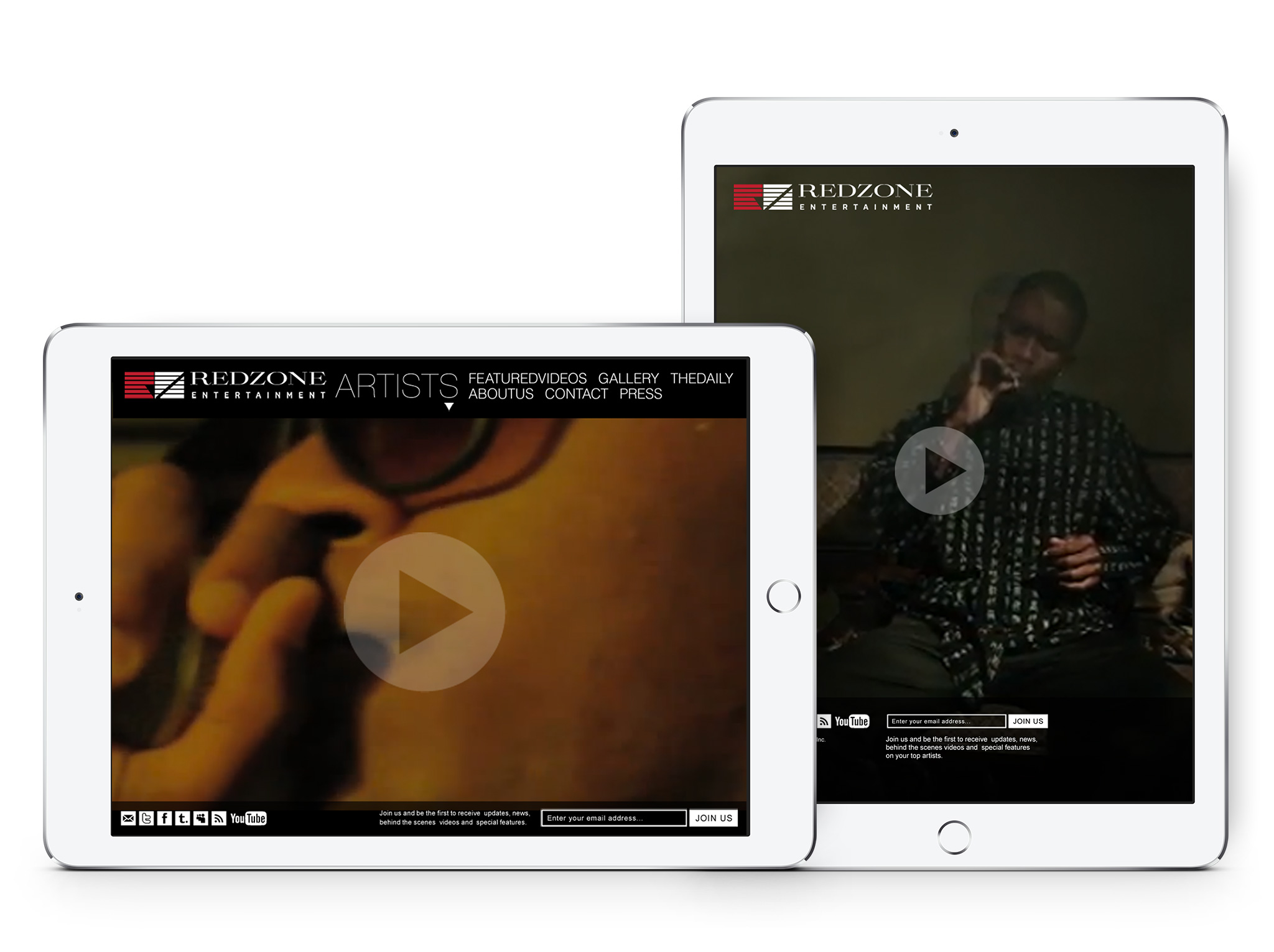Redzone Entertainment Website Design iPad