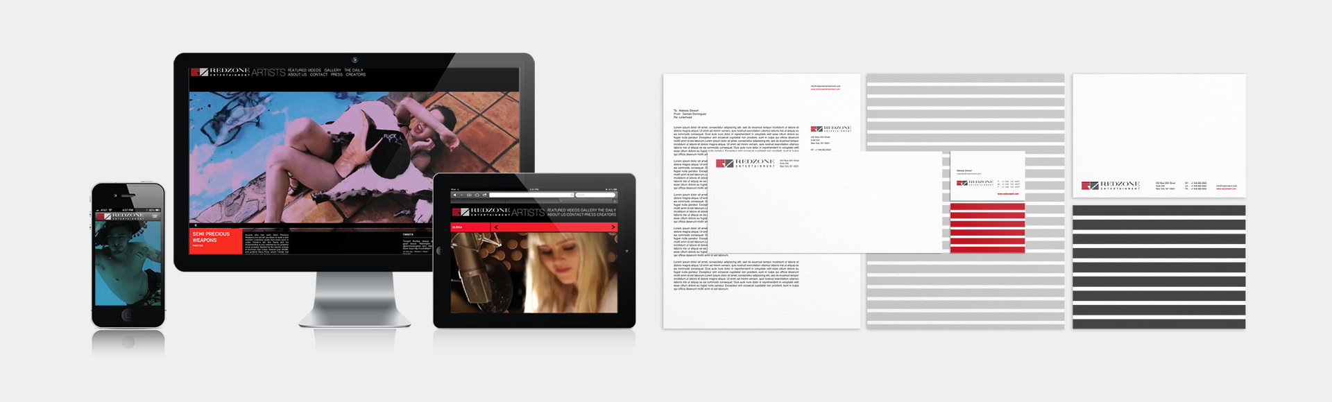Redzone Entertainment Branded Stationery and Website