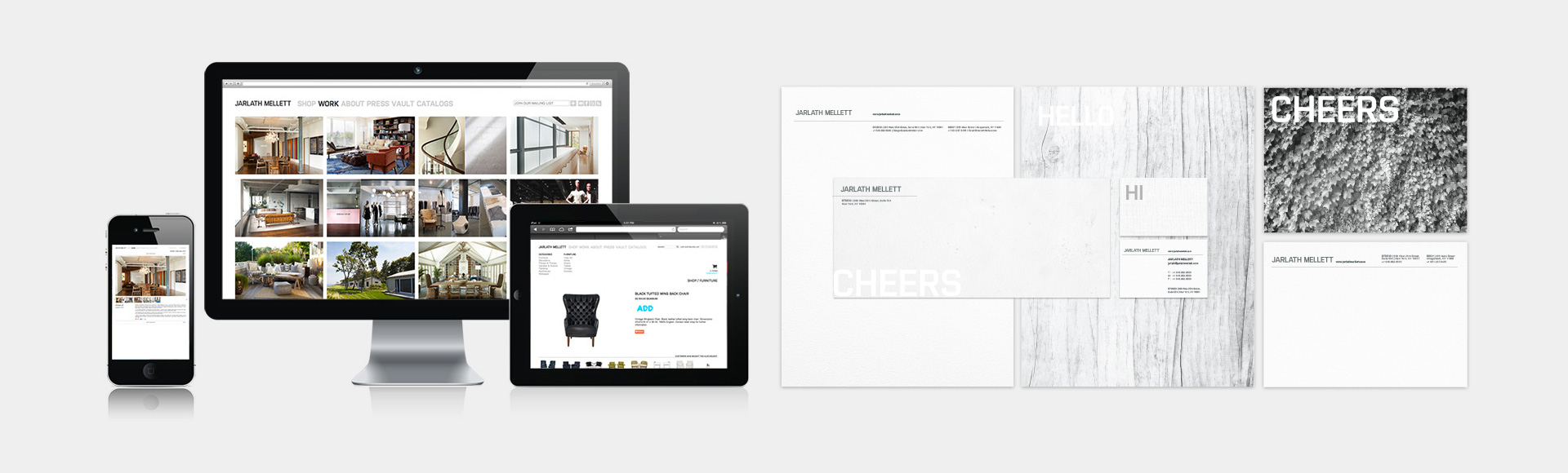 Jarlath Mellett photo of website and stationery