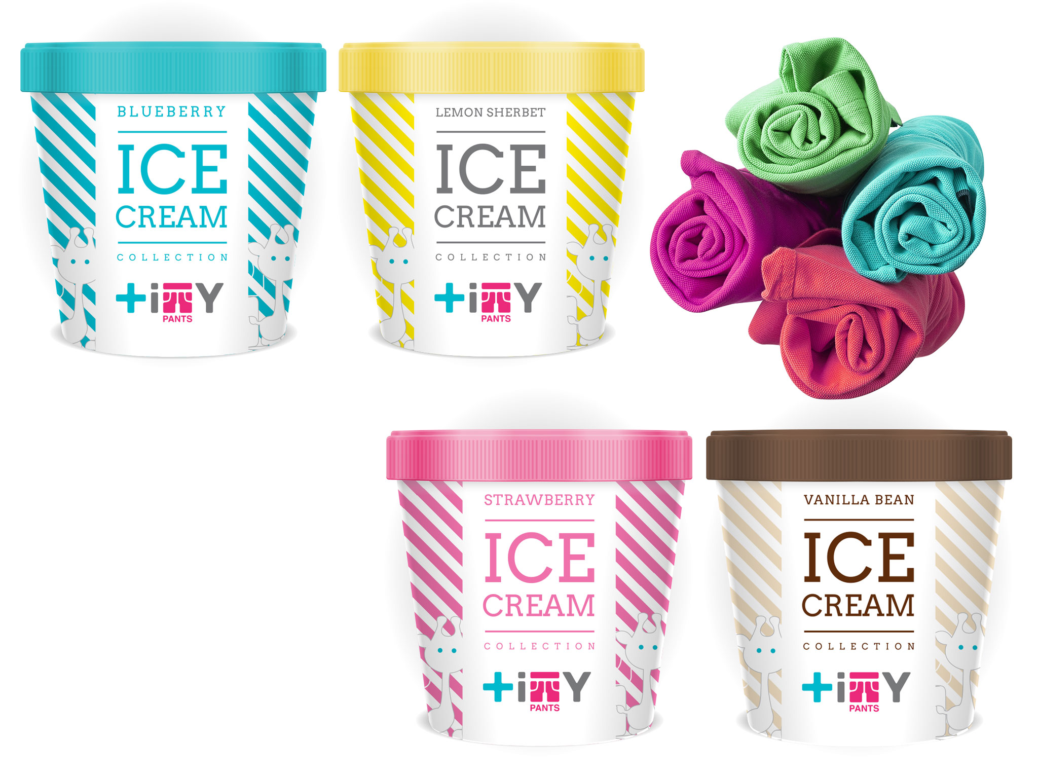 Tiny Pants Kids Apparel photo of ice cream carton packaging design