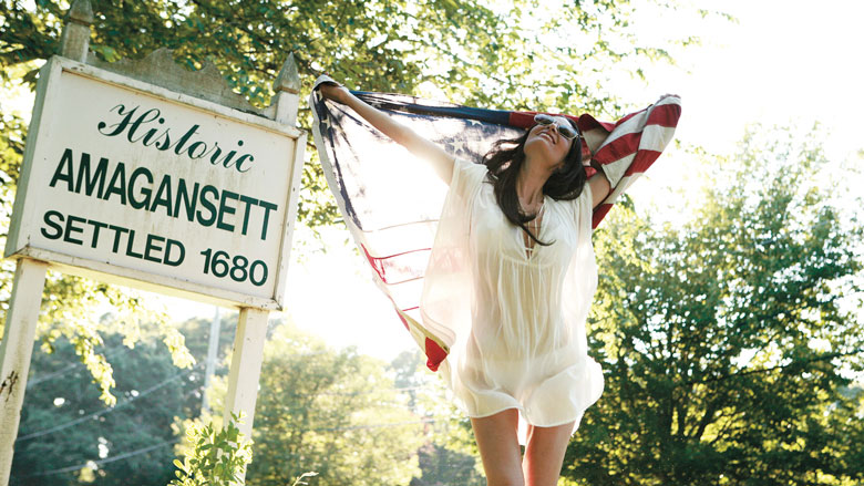 Jarlath Mellett Amagansett Model Photo with American Flag