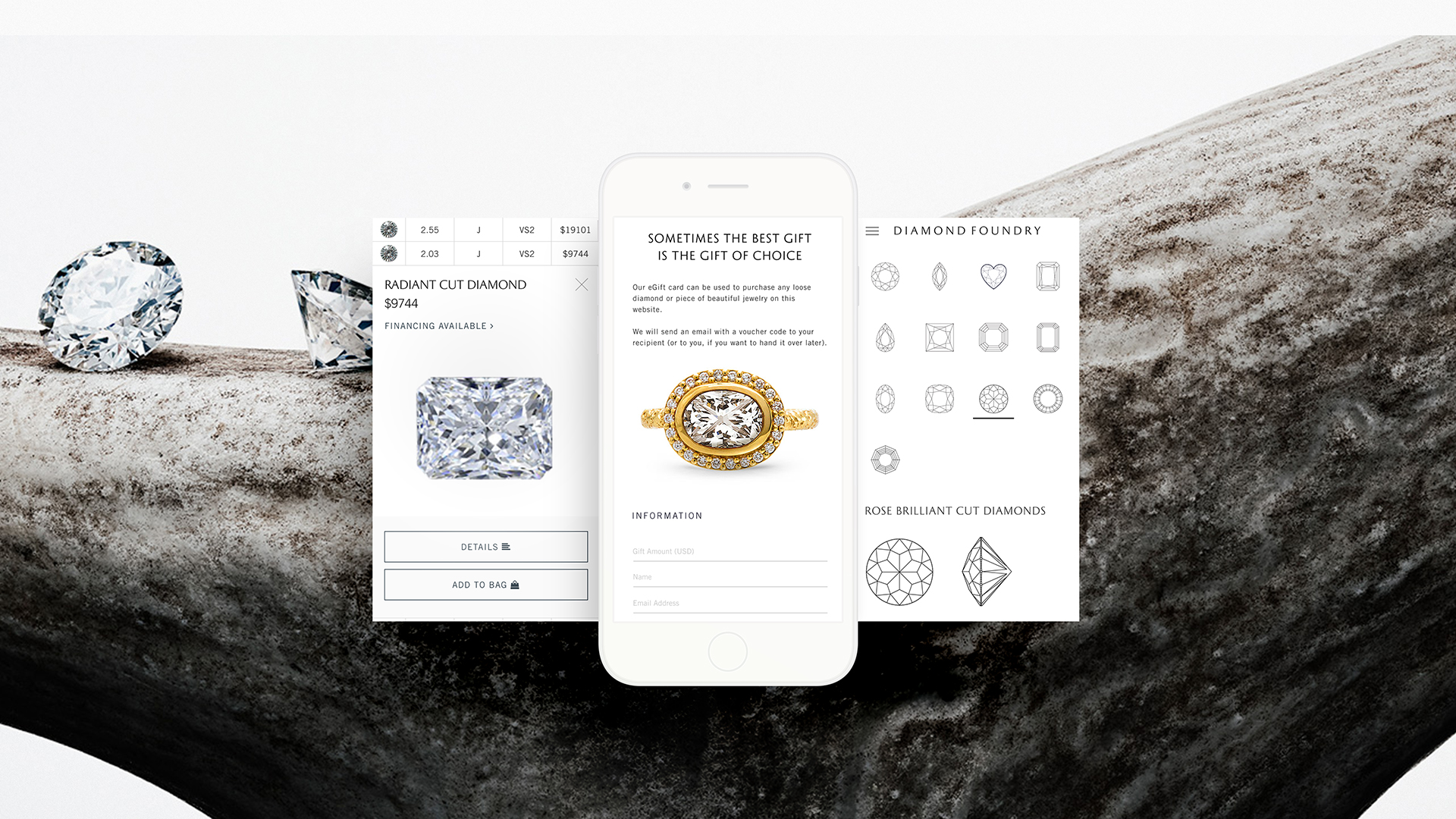 Diamond Foundry Website on iPhone